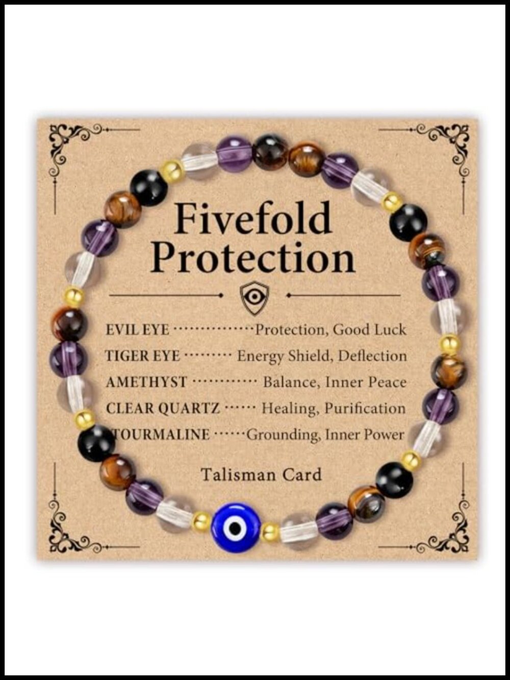 Evil Eye Protection Bracelet Natural Stone Tiger Eye Amethyst